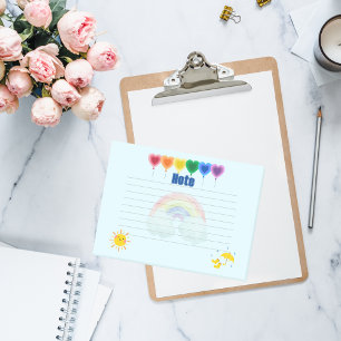 Whimsical Heart Balloon and Rainbow Post-It Notes 