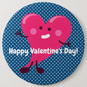 Whimsical Heart Character   Valentine's Day 6 Cm Round Badge