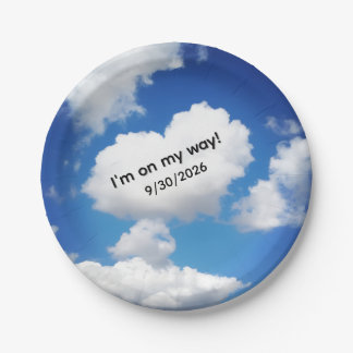 Whimsical Heart Cloud I'm On My Way Baby Shower Pa Paper Plate