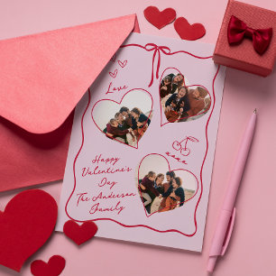 Whimsical Heart family Valentine's Day Photo Card 