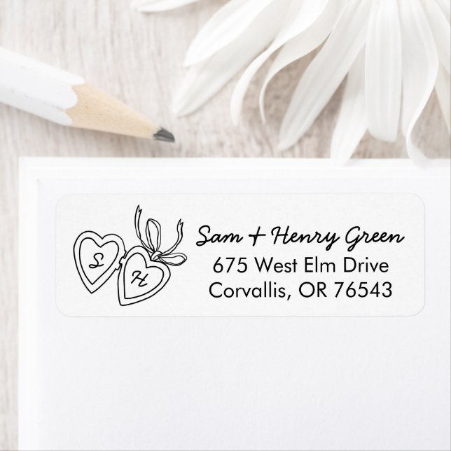 Whimsical Heart Locket Doodle CUSTOM Return Addres (Insitu)