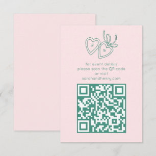 Whimsical Heart Locket Doodle Sketch CUSTOM QRCode Enclosure Card