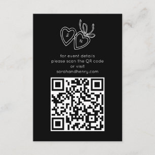 Whimsical Heart Locket Doodle Sketch CUSTOM QRCode Enclosure Card
