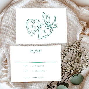 Whimsical Heart Locket Doodle Sketch CUSTOM  RSVP Card
