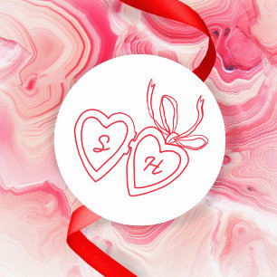 Whimsical Heart Locket Doodle Sketch Modern CUSTOM Classic Round Sticker