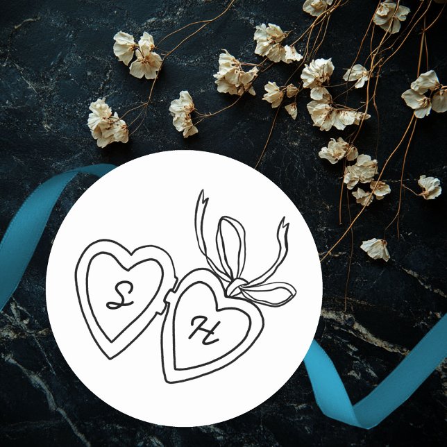 Whimsical Heart Locket Doodle Sketch Modern CUSTOM Classic Round Sticker (Whimsical Heart Locket Doodle Sketch Modern CUSTOM Classic Round Sticker
)