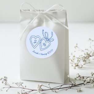 Whimsical Heart Locket Doodle Sketch Modern CUSTOM Classic Round Sticker