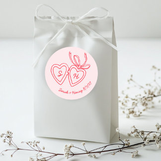 Whimsical Heart Locket Doodle Sketch Modern CUSTOM Classic Round Sticker