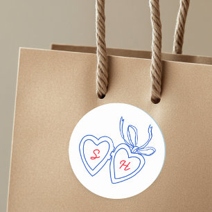 Whimsical Heart Locket Doodle Sketch Modern CUSTOM Classic Round Sticker