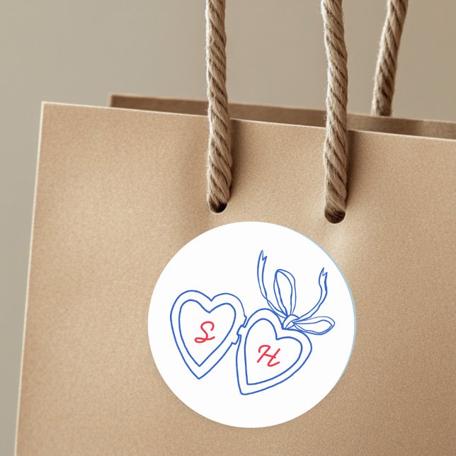 Whimsical Heart Locket Doodle Sketch Modern CUSTOM Classic Round Sticker (Whimsical Heart Locket Doodle Sketch Modern CUSTOM Classic Round Sticker
)