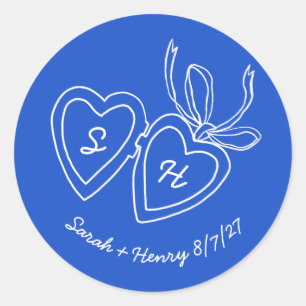 Whimsical Heart Locket Doodle Sketch Modern CUSTOM Classic Round Sticker