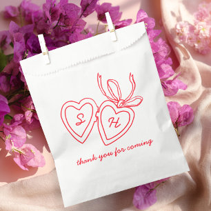 Whimsical Heart Locket Doodle Sketch Modern CUSTOM Favour Bags