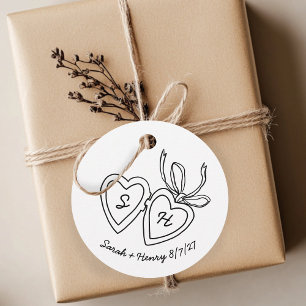 Whimsical Heart Locket Doodle Sketch Modern CUSTOM Favour Tags