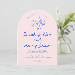 Whimsical Heart Locket Doodle Sketch Modern CUSTOM Invitation