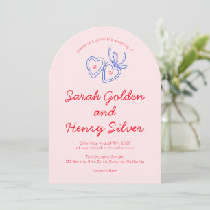 Whimsical Heart Locket Doodle Sketch Modern CUSTOM Invitation