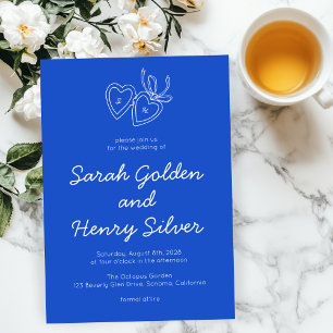 Whimsical Heart Locket Doodle Sketch Modern CUSTOM Invitation