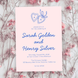 Whimsical Heart Locket Doodle Sketch Modern CUSTOM Invitation