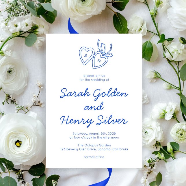Whimsical Heart Locket Doodle Sketch Modern CUSTOM Invitation (Whimsical Heart Locket Doodle Sketch Modern CUSTOM Invitation
)