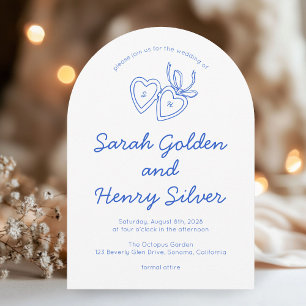 Whimsical Heart Locket Doodle Sketch Modern CUSTOM Invitation