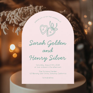 Whimsical Heart Locket Doodle Sketch Modern CUSTOM Invitation