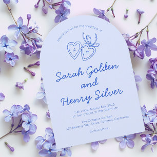 Whimsical Heart Locket Doodle Sketch Modern CUSTOM Invitation