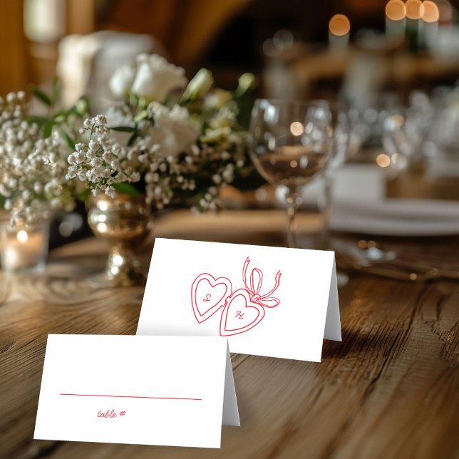 Whimsical Heart Locket Doodle Sketch Modern CUSTOM Place Card (Whimsical Heart Locket Doodle Sketch Modern CUSTOM Place Card
)