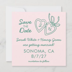 Whimsical Heart Locket Doodle Sketch Modern CUSTOM Save The Date
