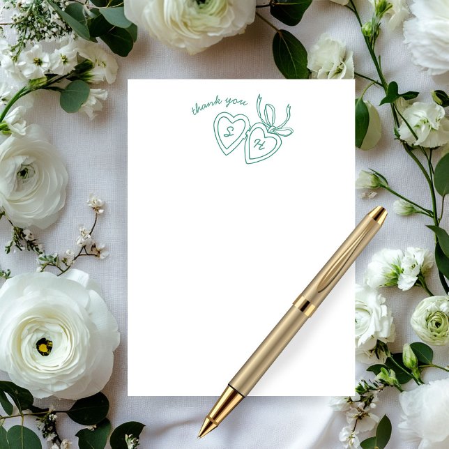 Whimsical Heart Locket Doodle Sketch Modern CUSTOM Thank You Card (Whimsical Heart Locket Doodle Sketch Modern CUSTOM Thank You Card
)