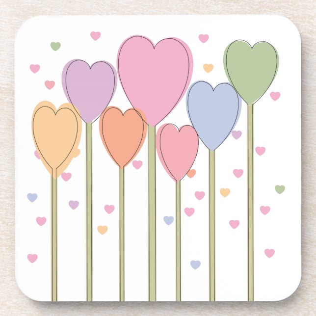Whimsical Heart Lollipops Coaster (Front)