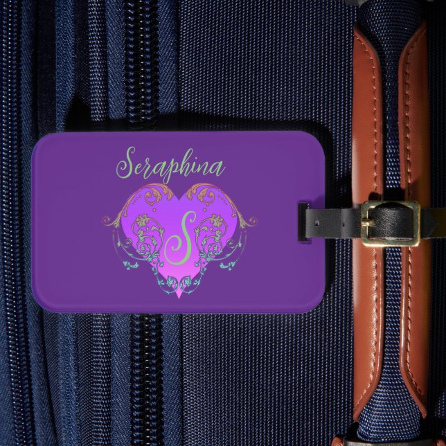 Whimsical Heart Personalised  Luggage Tag (Front Insitu 4)