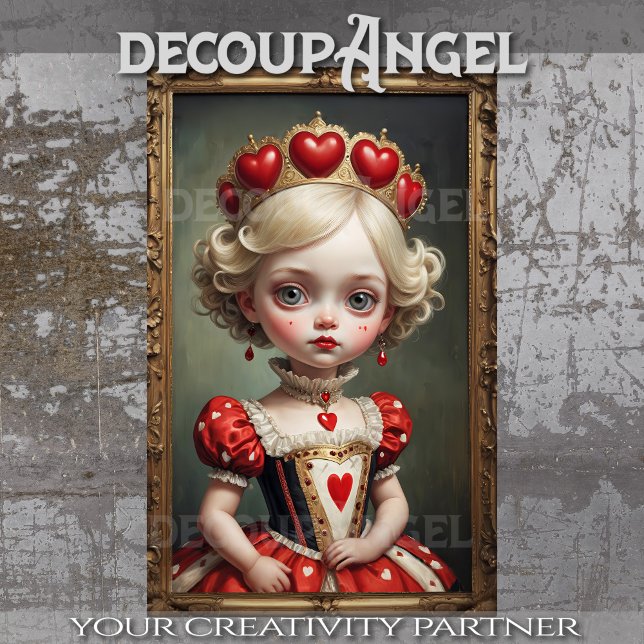 Whimsical Heart Princess - Decoupage -  Tissue Paper (Creator Uploaded)