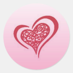 Whimsical Heart Round Sticker