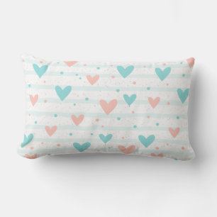 Whimsical Heart Striped Lumbar Cushion