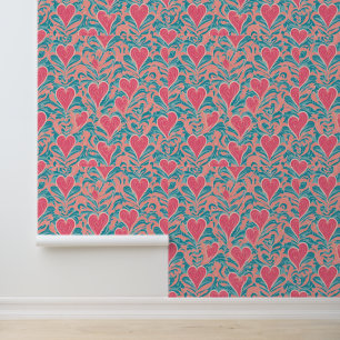 Whimsical Heart Swirl: A Romantic Pattern Wallpaper