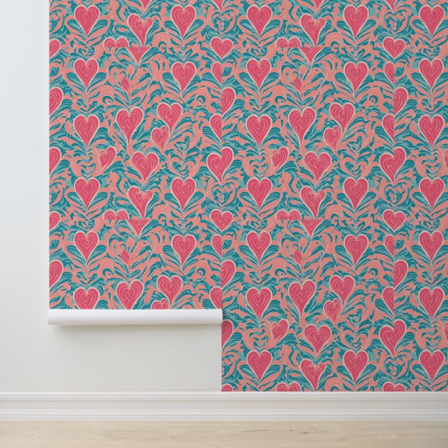 Whimsical Heart Swirl: A Romantic Pattern Wallpaper (Application)