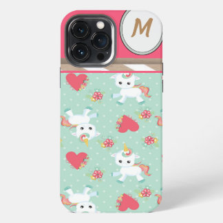 Whimsical Hearts and Unicorns Design iPhone 13 Pro Max Case