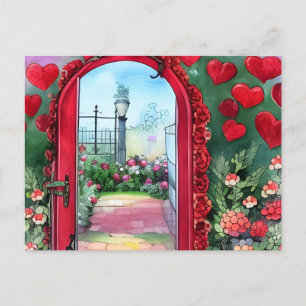 Whimsical Hearts Archway Valentine's Day Postcard