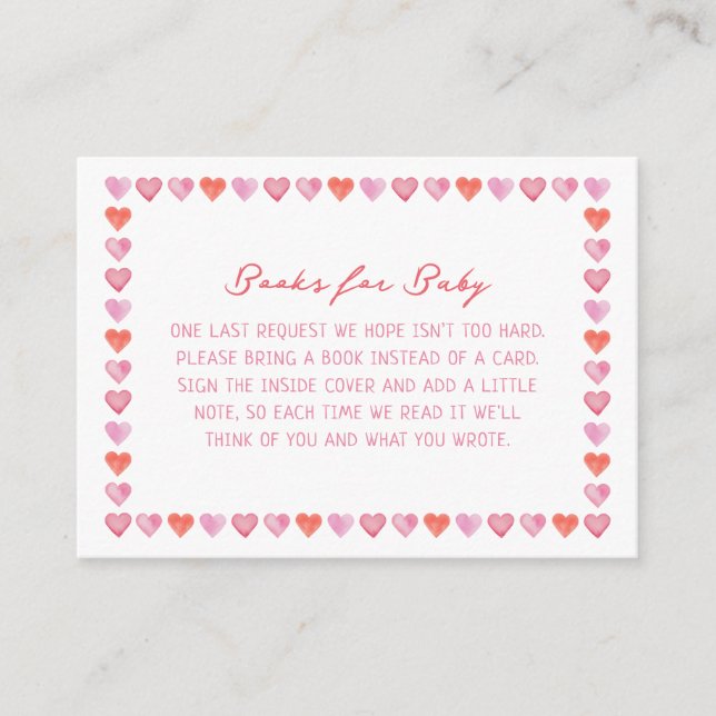 Whimsical Hearts Baby Shower Books for Baby Enclosure Card (Front)