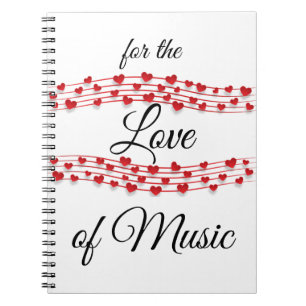 Whimsical hearts music "For the love of music" Notebook