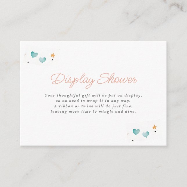 Whimsical Hearts & Stars Display Shower Enclosure Card (Front)
