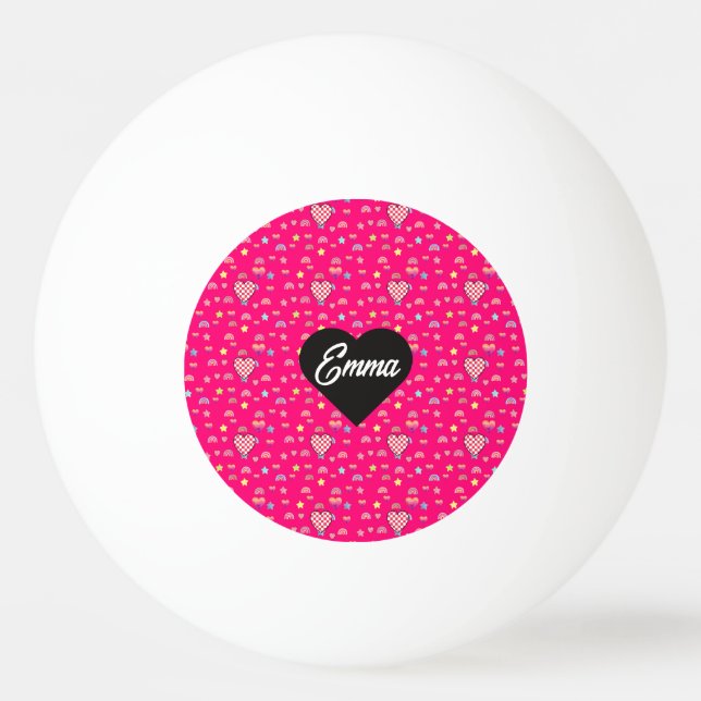 Whimsical Hearts, Stars & Rainbow Dreamscape Ping Pong Ball (Front)