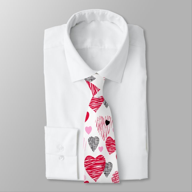 Whimsical Hearts Valentine's Tie (Tied)