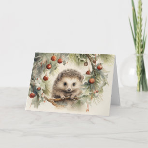 Whimsical Hedgehog Christmas Card