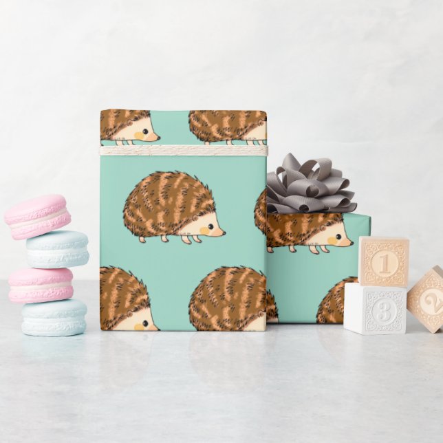 Whimsical Hedgehog  – Cute Woodland Animal Wrapping Paper (Baby Shower)