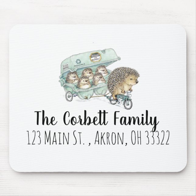 Whimsical Hedgehog Family Customisable Mouse Pad (Front)