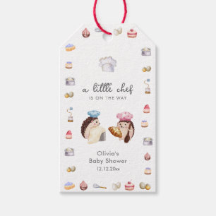 Whimsical Hedgehog Little Chef Baker Baby Shower Gift Tags