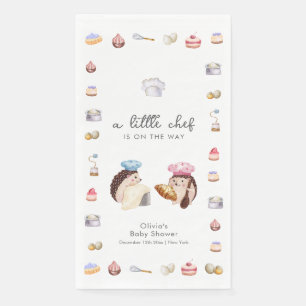 Whimsical Hedgehog Little Chef Baker Baby Shower  Napkin