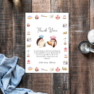 Whimsical Hedgehog Little Chef Baker Baby Shower Thank You Card