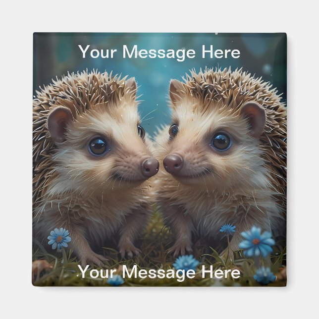 Whimsical Hedgehogs in Love  Magnet (Front)