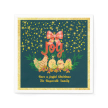Whimsical hen and chick Christmas Paper Napkin